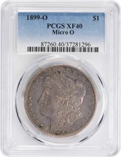 1899-O VAM 32 Morgan Silver Dollar Micro O EF40 PCGS.