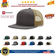 Richardson 168 Premium 7-Panel Trucker Hat Snapback Flat Bill Mesh Back Cap