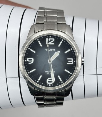 TIMEX INDIGLO T2N634 GRAY/SILVER STAINLESS WR 30M STEEL MEN'S WATCH  #7.37