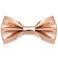 Neptniopllab Solid Pre-tied Bow Tie for Big Kid Boy Girl Shiny Rose Gold