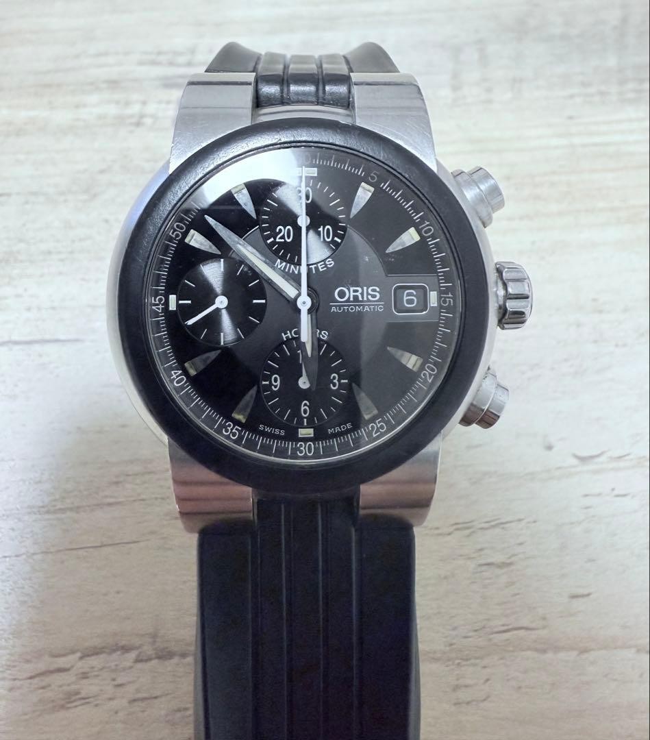 美品　オリス ORIS 7521-44 クロノグラフ 自動巻き　ジャンク Oris 7521-44 Chronograph Automatic Men's Watch Black Dial SS