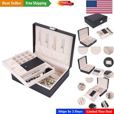 Compact Travel Jewelry Storage Case with Polished Finish - 8 Drawer Organizer