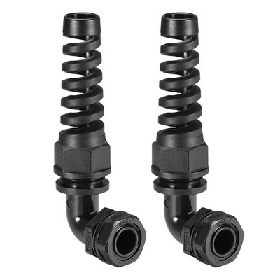 2 Pcs M16 Cable Gland 90 Degree Waterproof IP68 Nylon Joint Adjustable Locknut