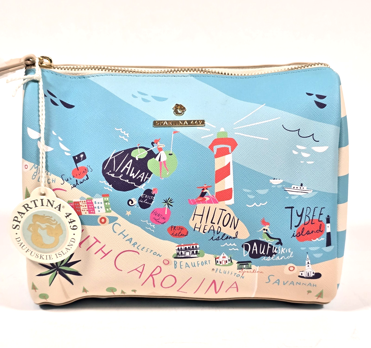 1859 Lighthouse Eyewear Case By SPARTINA 449 SPARTINA 449 SEA ISLANDS CARRY ALL CASE COSMETIC MAKEUP BAG  main image 2