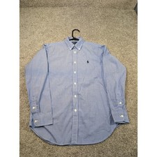 Ralph Lauren Kids Blue Gingham Check Button Shirt Long Sleeve Polo Pony L 16