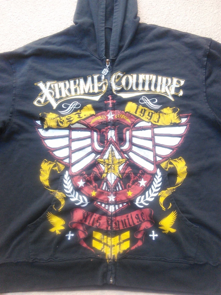 Sudadera con capucha para hombre Xtreme Couture By Affliction Glide 2011 negra cremallera completa talla 2XL Foto 2 de 4