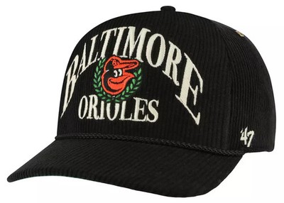Baltimore Orioles 47' Brand Black Pitch Out Corduroy Rope Hitch Adjustable Hat