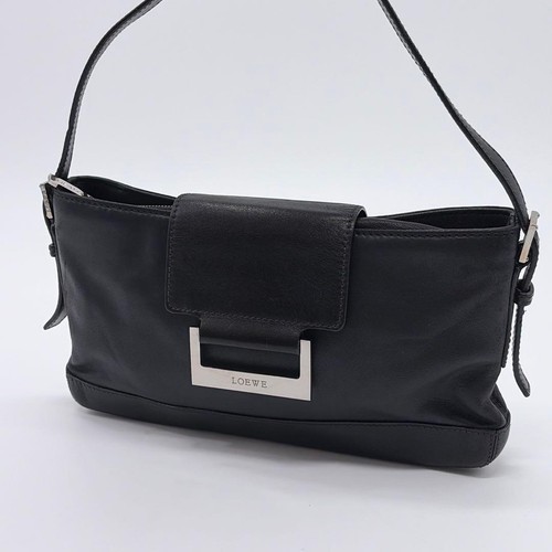 LOEWE Mini Shoulder Bag Nappa Leather Black Women Used Authentic