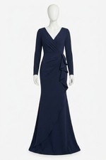 Jovani Women's Crepe Long Sleeve Evening Dress Navy