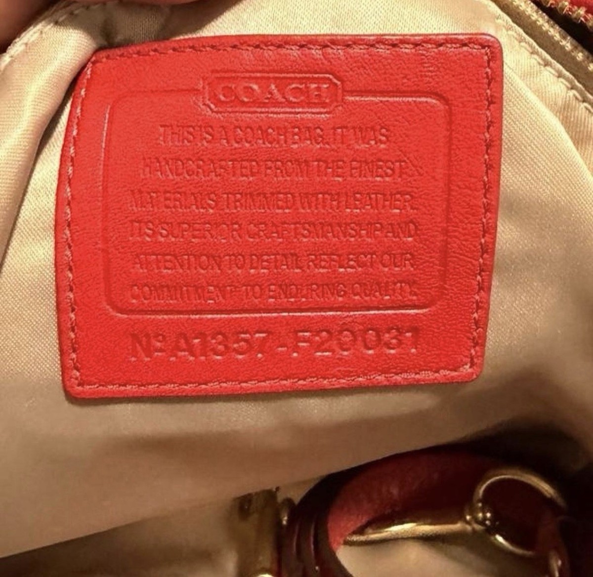 Y2K Coach Ashley Dotted Op Art Boho red and gold leather shoulder