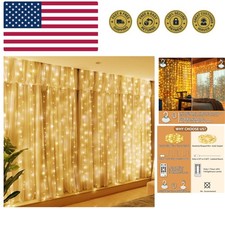 300LED Fairy Curtain Lights, 9.8x9.8Ft USB Plug-in 8 Modes Christmas String H...