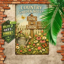 Country Rustic Flowers Funny Garden Metal Tin Sign Home Decor 8x12