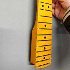 DIY  Maple Electric Guitar Neck 25.5" Scale Length 22 Frets Yellow，Unfinished