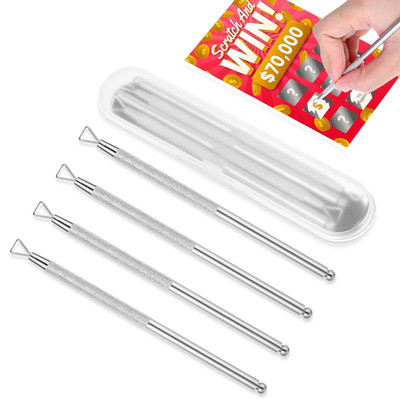Lottery Scratcher Ticket 4 Pcs Scratch off Tool Metal Label Scraper Reusable Bac