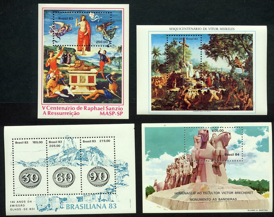 Colección Brasil 1981-1984 de 8 hojas de recuerdo SS MNH - arte, filatelia Foto 3 de 3