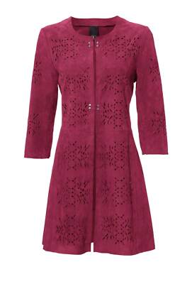 HEINE BEST CONNECTIONS Damen Veloursledermantel mit Cut-Out, rot