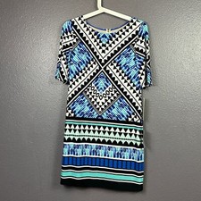 Eliza J Lined Shift Dress Size 2 Petite Geometric Print NEW NWT