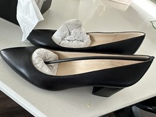 Brand New Nine West Issa8 Womens Leather Block Heels Black Sz 9 1/2