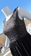 NEW S dress Pyramid Collection black sequin chiffon dramatic elegant long sexy