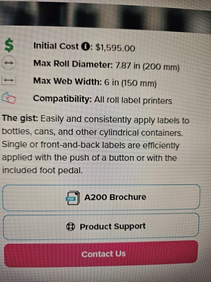 Afinia Label A200 Bottle Label Applicator Brand New eBay