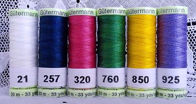 6 Heavy Duty GUTERMANN 100% Polyester Topstitching Thread 33 yard spools