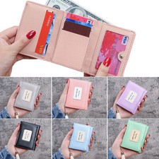 RFID Blocking Women Small Leather Wallet Credit Card Holder Mini Trifold Purses