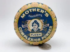 1920 Antique Mothers Remedies Powder Tin Vintage Cosmetic Advertising Beauty