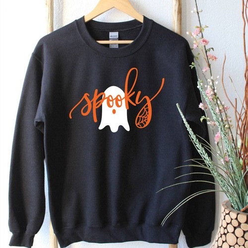 Halloween Spooky Ghost Colorful Letter Printed Sweat shirt - Picture 10 of 19
