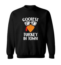 Coolest Turkey In Town - Thanksgiving Sunglasses Gobble Toddler Crewneck Sweater
