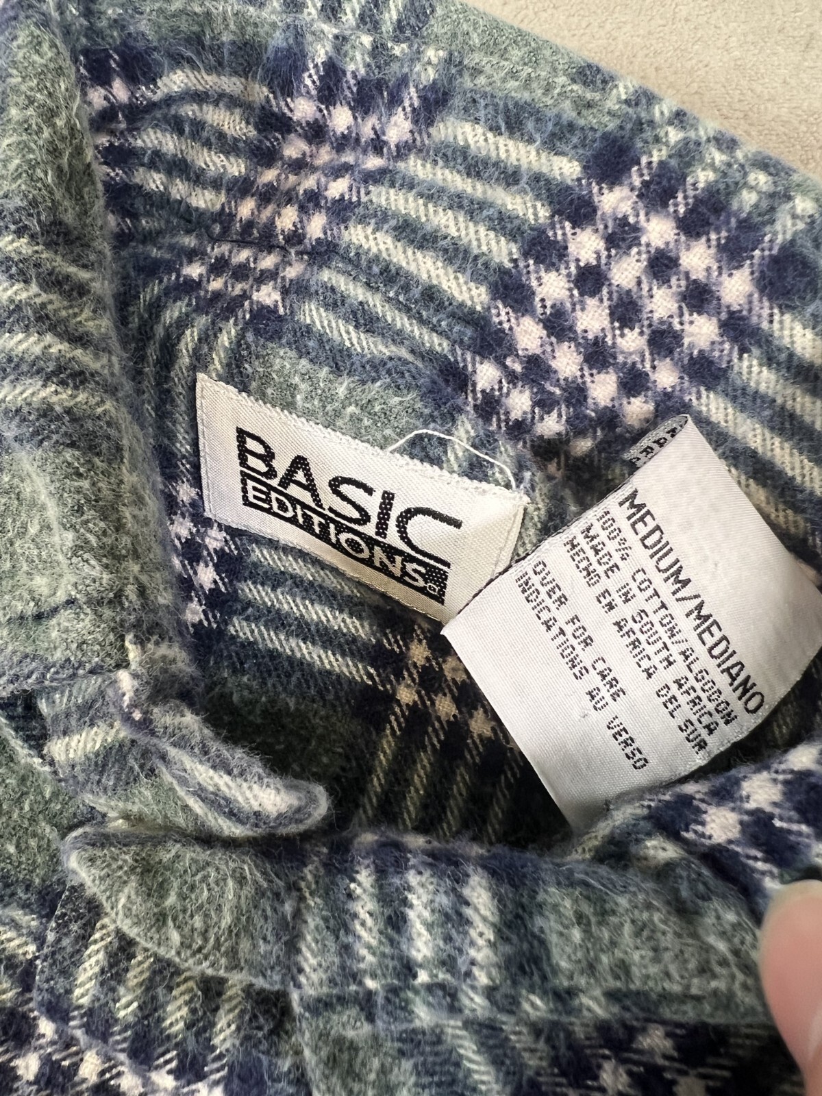 Vintage Basic Editions Flannel Button Up Shirt Me… - image 5