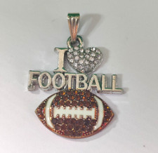 Silver Tone I LOVE FOOTBALL Charm for Necklace Chain