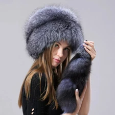 Women's Real Fox Fur Hat Ushanka Russian Cossack Mongolia Hat Warm Outdoor Cap