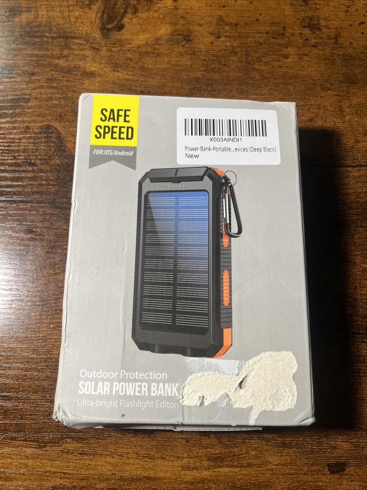Solar Power Bank - Waterproof Fast Charging Portable Charger with USB & Flashlight