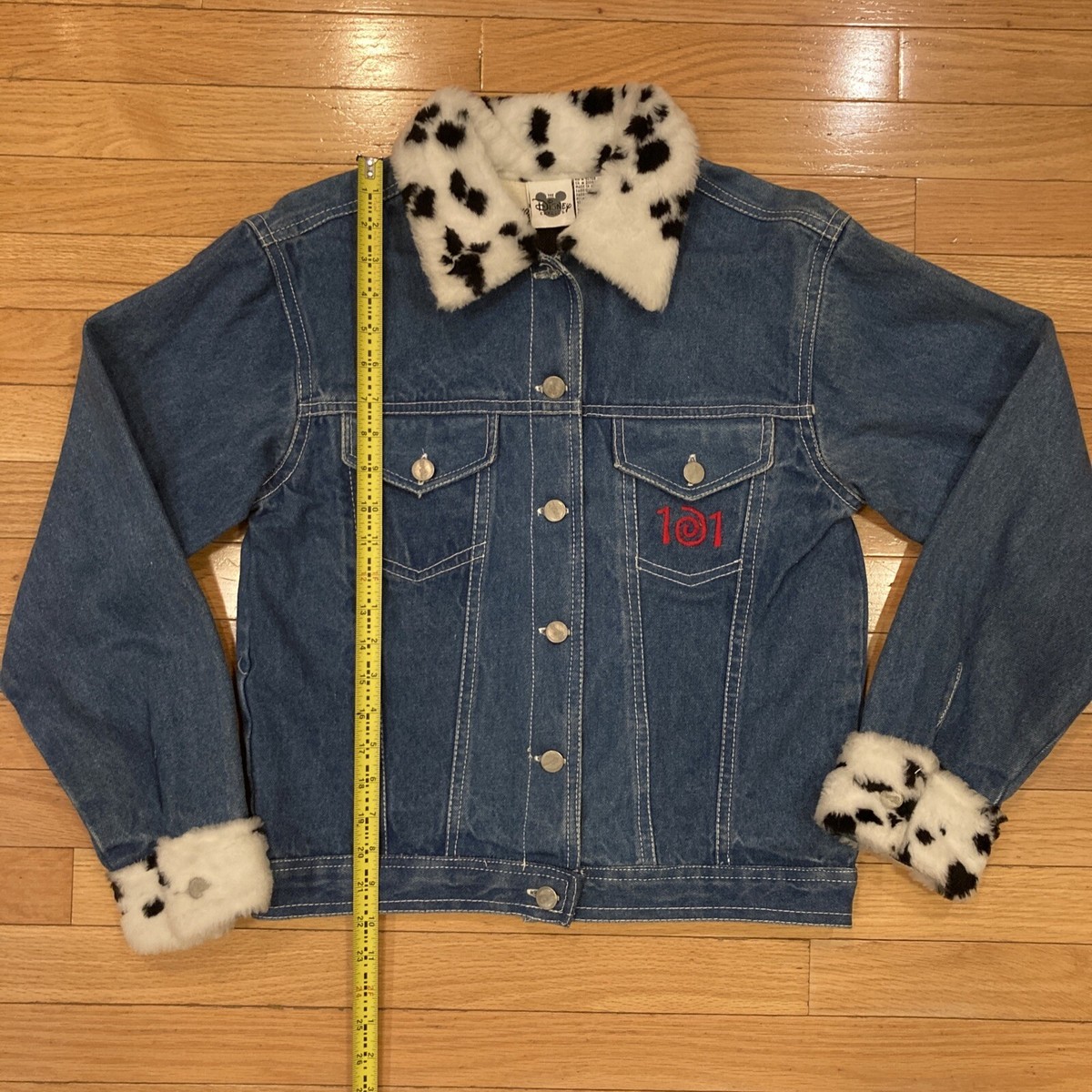 Vintage Disney 101 Dalmatians Denim Jacket Womens Small Fur Collar