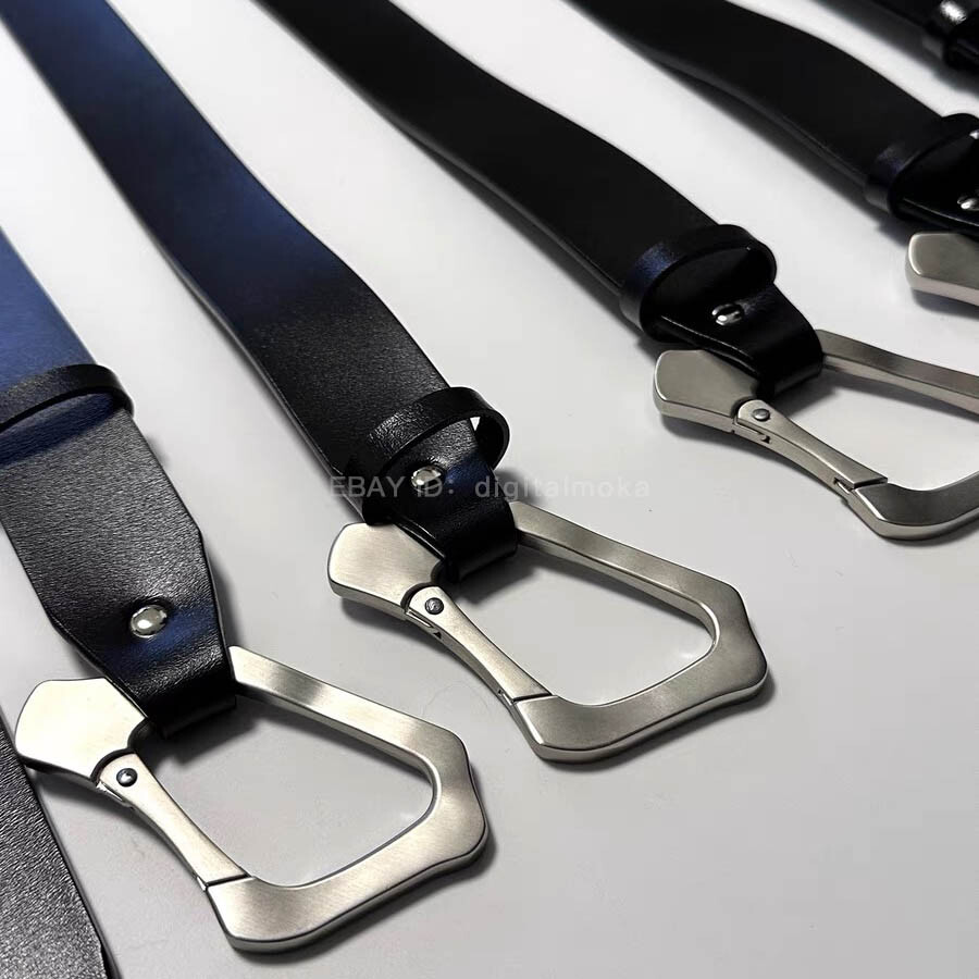 黒のHEデザインストラップベルト HELIOT EMIL Irregular Black Heliot Style Emil Tech Wear Metal Buckle