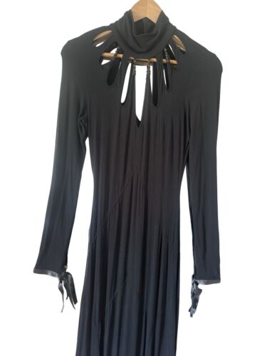 ROBERTO CAVALLI Blue Cut Out Mock Neck Fit & Flare Maxi Dress 40 IT 6 US - Picture 3 of 9