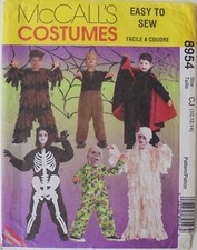 McCalls 8954 Easy Boys Scary Skeleton Vampire Costumes Sewing Pattern 10-12-14