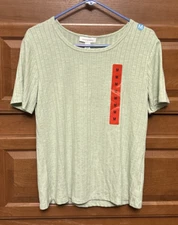 NWT "Vintage America" Sz Med green ribbed top T-SHIRT NEW S/S Slub Tee B2021