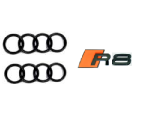Orange Audi 175mm Front Rings & 192 Rear Rings & R8 Rear Emblem | eBay