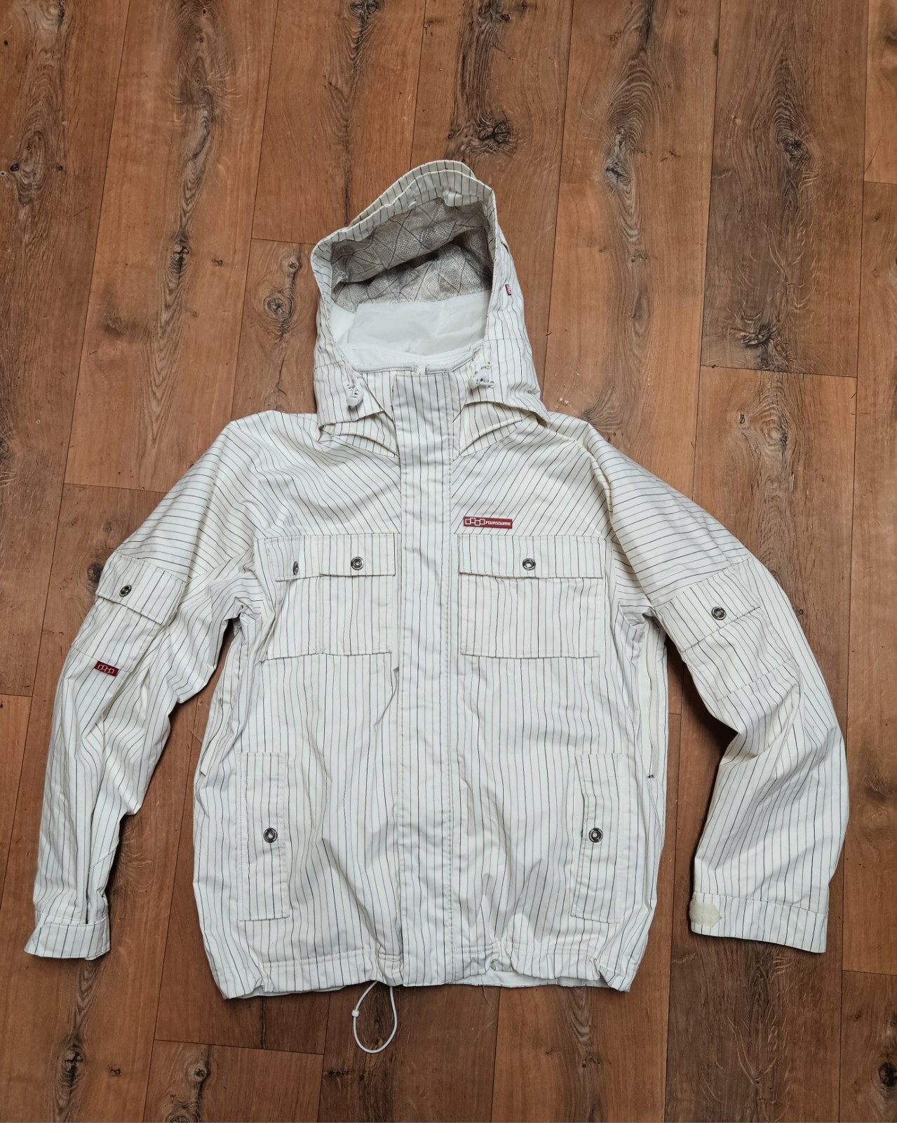 Foursquare Snowboard Jacket Outerwear 10K Shell Hooded White Mens