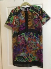 ASOS Shift Dress Floral Women’s Size 8 Short Sleeve Sheer Hem Light weight