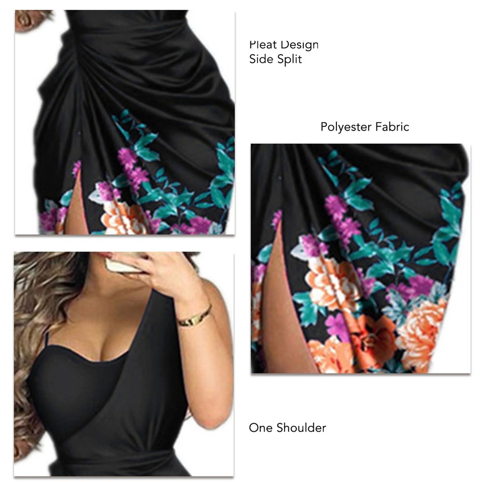 Side Split Evening Dress One Shoulder Sleeveless Pleated Long Dress For