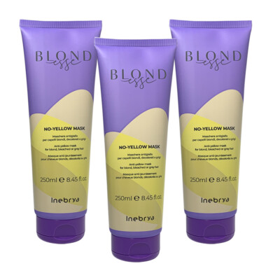 3x Inebrya No-Yellow Mask für blondes, gebleichtes & graues Haar (3x250ml)