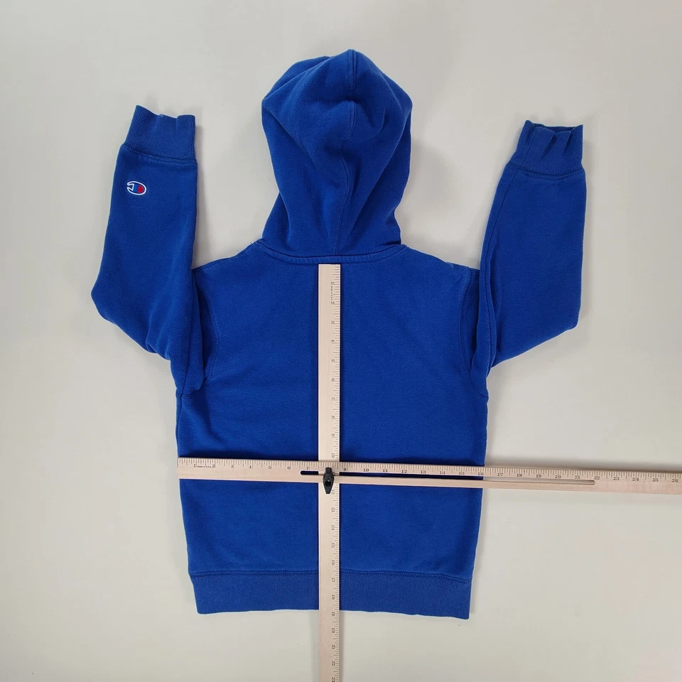 Свитер молодежный маленький синий толстовка с капюшоном с надписью пуловер детский Champion для мальчиков - Изображение 3 из 4