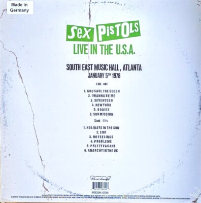 SEX PISTOLS - LIVE IN THE U S A 1978 ATLANTA - RED VINYL LP 