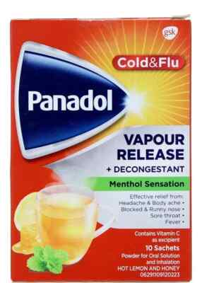 Panadol Cold And Flu Lemon, Honey Vapour Release, Menthol Sensation - 10 Sachets