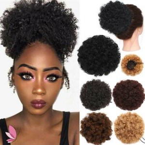 Large Afro Puff Updo Buns Clip In Hair Extensions Ponytail