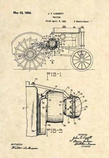 Official 1934 John Deere Tractor US Patent Art Print Vintage Antique Farming 491