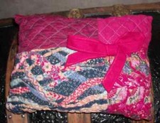 Pillow handmade from vintage quilt patchwork pillow Colorful Jewl tones