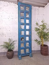 Large Vintage Reclaimed Indian Mirrored Carved Wooden Room Divider Screen Mirror